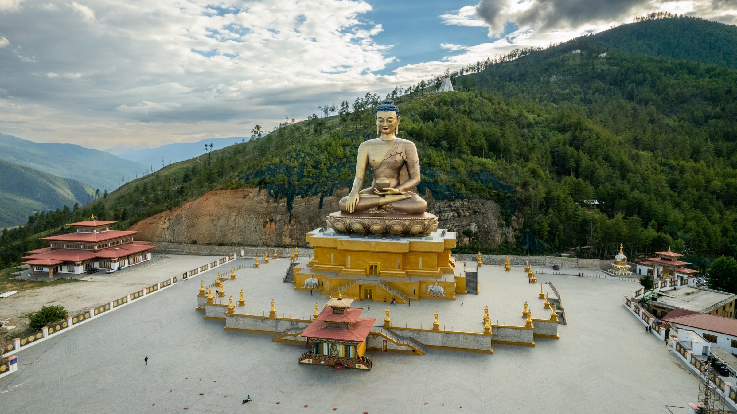 Buddha Dordenma above a Himalayan valley in Thimphu